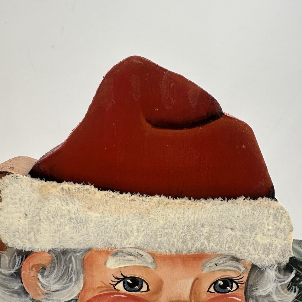 Hand Painted Folk Art Wooden Santa Christmas Figure Free Standing Signed 18.5" - Picture 3 of 13